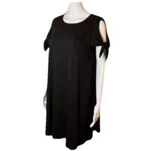 Susana Monaco Woman’s Tie Sleeve Short Sleeve Stretch Swing Dress Black S